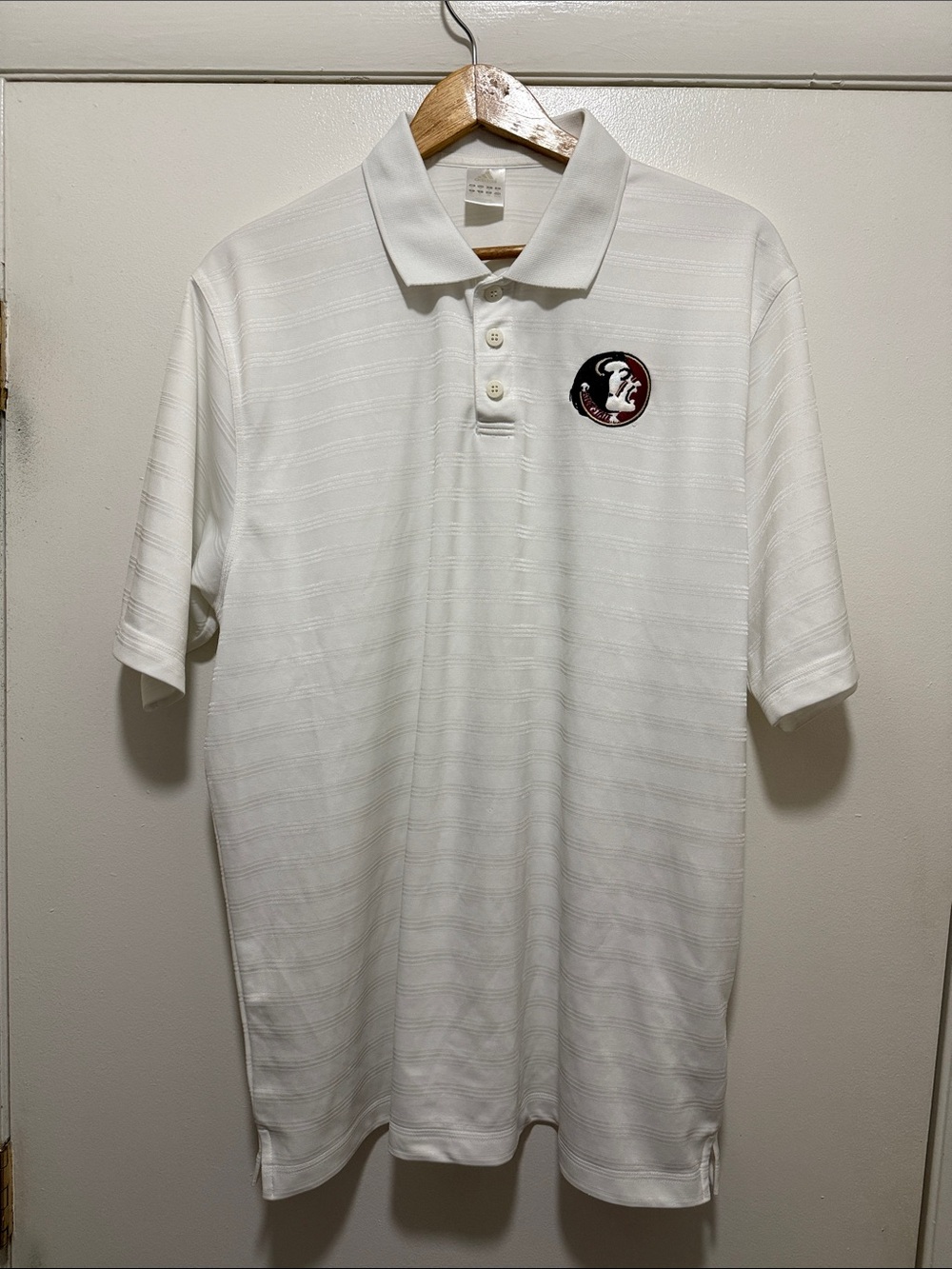 FSU white polo by Addidas, 
 size extra large